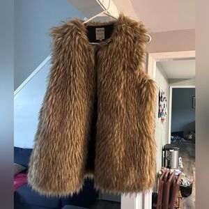 Zara Faux Fur Vest - Tan